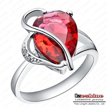 New Design Bijoux Imitation Gemstone Rings For Women Trendy Real Platinum Plated Personalized Ruby Ring WX-RI0018