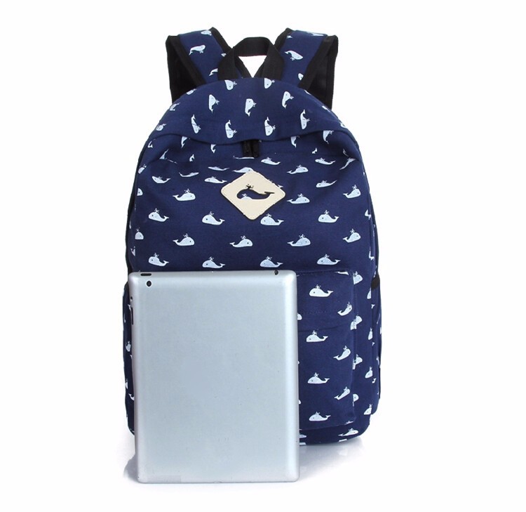 Small whales animals backpacks han edition fashion women canvas backpack girl school bags travel bag (26)