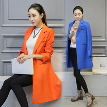 Women Blazer 2015 New Fashion Brand Plus Size S-XXL Single Breasted Long Slim Casual Blazers Suit Jacket Blaser Feminino