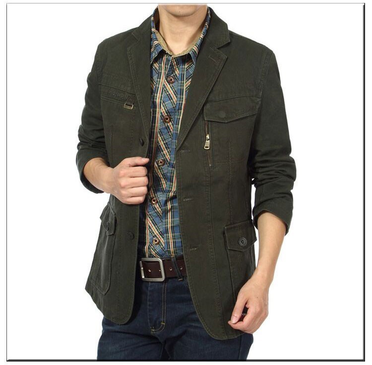 2015 New Arrival Brand Men Military Blazers Slim Fit Masculino Casual Jacket Coat Pure Cotton Suits Ceket Blaser Casaco Blezer (2)