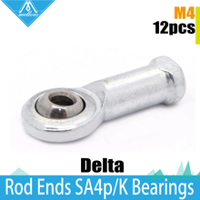 NEW 12pcs Kossel Mini Rostock Robot Delta 3D Printer Rod Ends Self-lubricating Rod Ends SI4T/K Bearings Spherical Plain Bearings