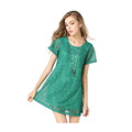Fashion Sexy Women Lace Dress Kaleidoscope Style Short Sleeve Hollow Out Dresses Casual Summer Dress for