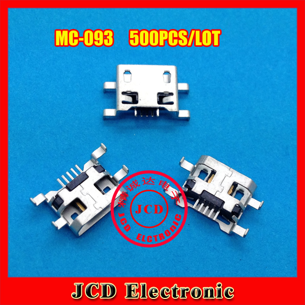 MC-093 500PCS/lot micro 5p USB jack connector socKet for phone charging port,data tail port, DIP,no edge