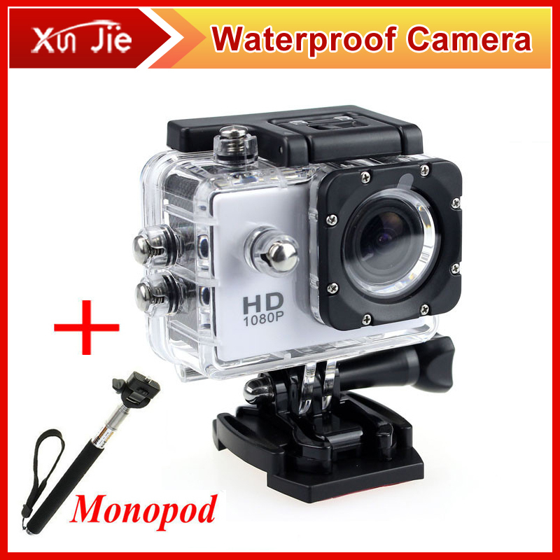 go pro hero 4 камера спортивная 1080P Full HD чехол для камеры водонепроницаемый + монопод