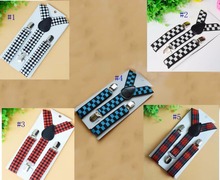 retail Baby boys Braces suspenders Girls Clip-on Adjustable Y-back Suspender plaid children Elastic belts straps braces kids E58