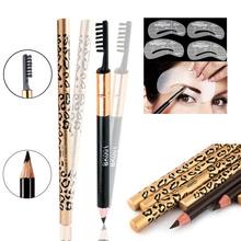 New Waterproof Brown Black Leopard Cosmetic Makeup Eyebrow Pencil Brush Eyebrow Model Grooming Stencil Kit Guide