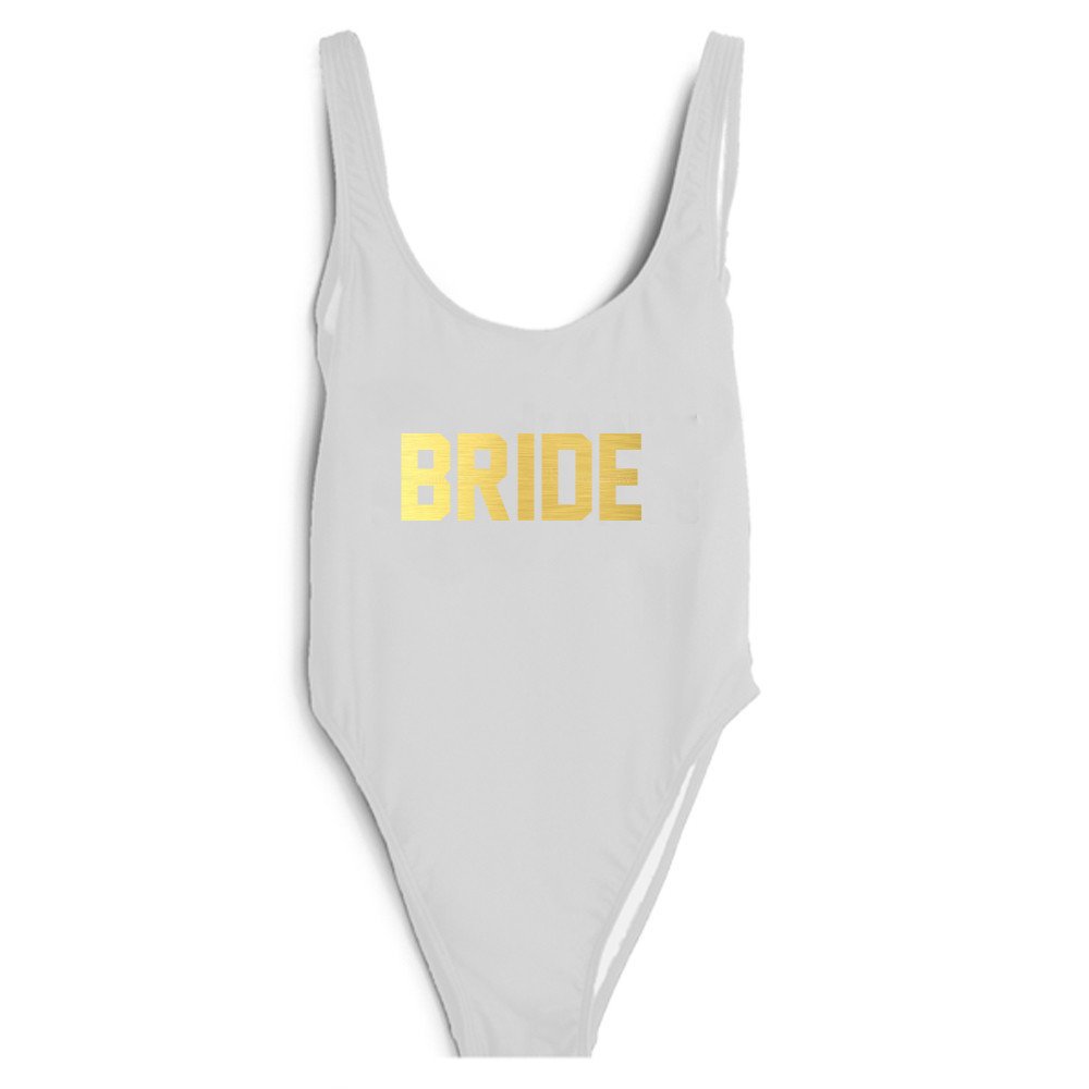 white one piece swimsuit bride