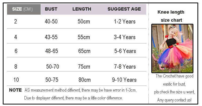 knee length size chart