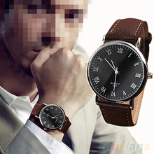 Men’s Roman Numerals Faux Leather Band Quartz Analog Business Wrist Watch 2MPW