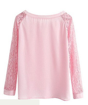 Autumn Pullover Sweatshirt Fashion O-neck Lace Patchwork Long Sleeve Pink hoodies for women Casual Sweatshirts (7)