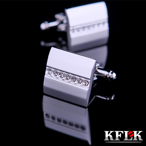 KFLK Luxury Brand cuff buttons Silver gemelos Crystal cuff links High Quality abotoadura shirt cufflinks for mens Jewelry