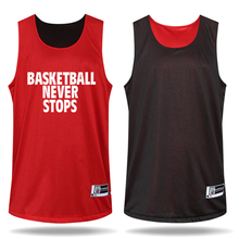 2016 Men’s Basketball Reversible Clothes Suits Sportswear Breathable Jersey and Shorts Set (red/black)