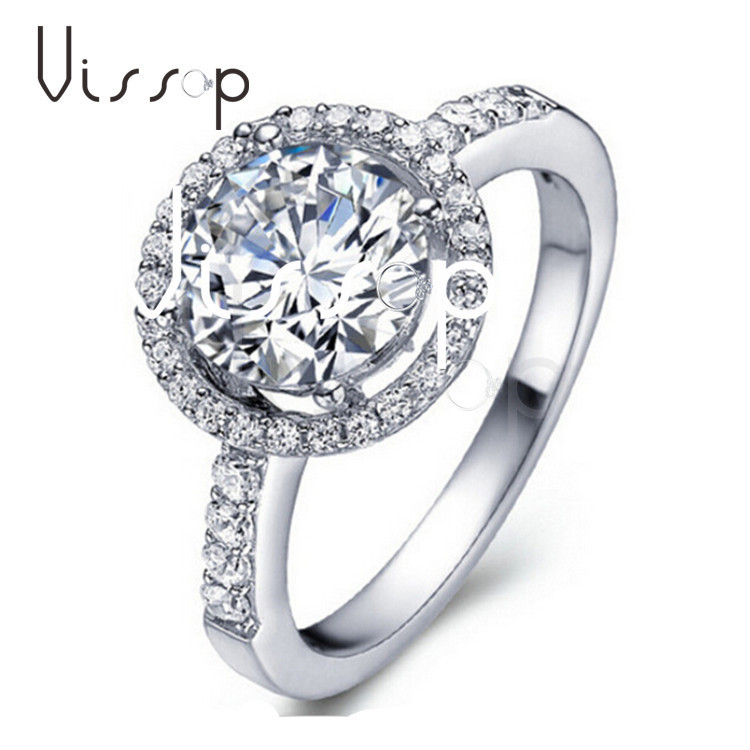 Sterling Silver Round Stone Wedding Rings For Women engagement ring ...