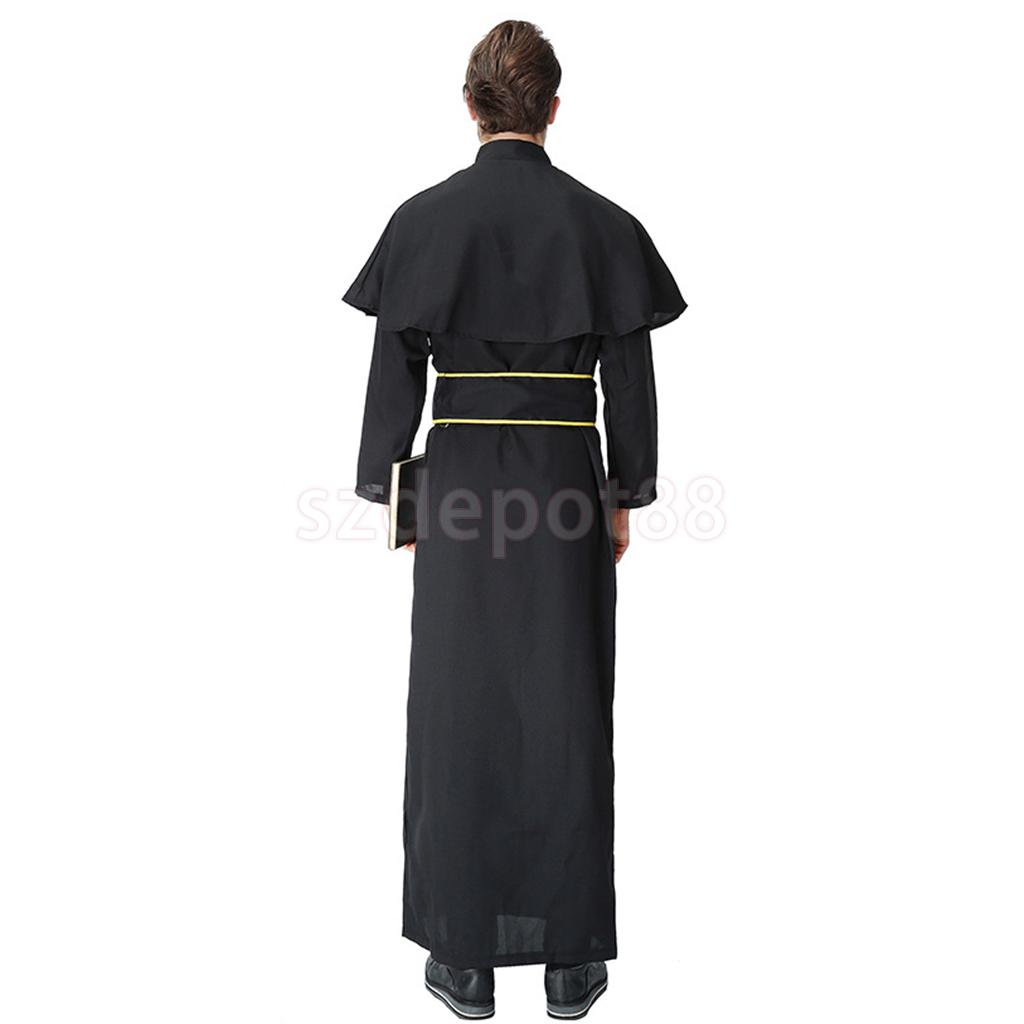 Adult Priest Costume Vicar Church Father Mens Stag Party Fancy Dress Outfit New