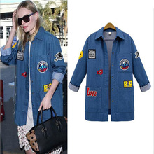 New fashion Women ladies long sleeve plus size style denim jacket metal button Oversized Jean vintage Coat Outwear plus size