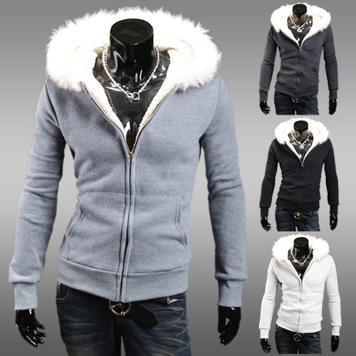 cheap White zipper hoodies mens fur hooded fleece Collars hooded cardigan jacket one direction ...