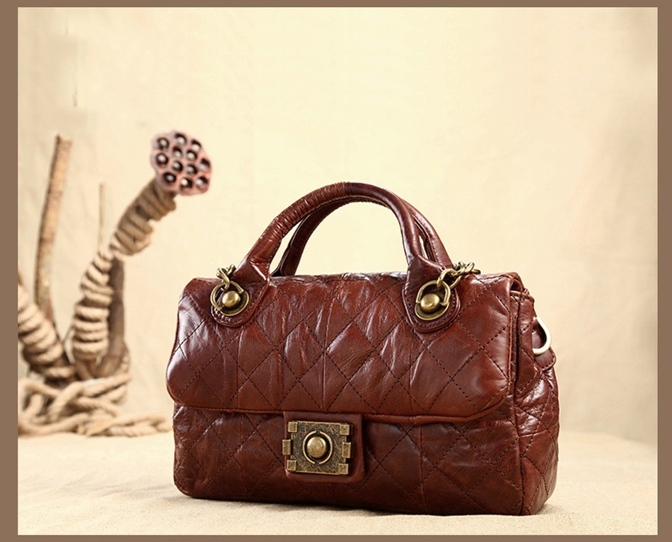 Cobbler Legend Vintage Oil Wax Genuine Leather Women's Messenger Bag