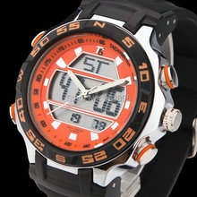 watches men luxury brand T5 sports military fashion watches Dual Time Quartz Analog Digital LED rubber strap wristwatches