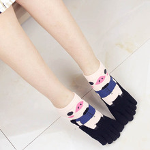 Newly Design 5pcs lot Cartoon Socks women 5 Toes Cotton Socks Exercise Sports cute short lace