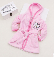 Spring Autumn Baby Soft Coral Fleece Bathrobe girls hello kitty Sleepwear Robe 2 – 8 Years Old Children