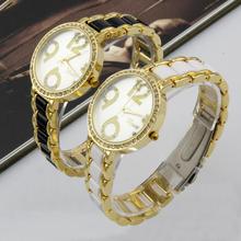 Moda Circular oro relojes mujer del taladro del sistema / diamante de la señora de cuarzo reloj de pulsera de oro / negro de acero inoxidable reloj Wtrap regalo