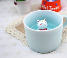 Free Shipping Handmade Mini Lovers Cat Ceramic Coffee Cup