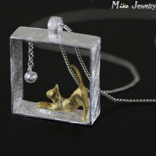 New Arrivals Drop Delivery 925 Sterling Silver Necklaces Rectangle Cat Pendants&Necklaces Jewellery Collar Colar de Plata