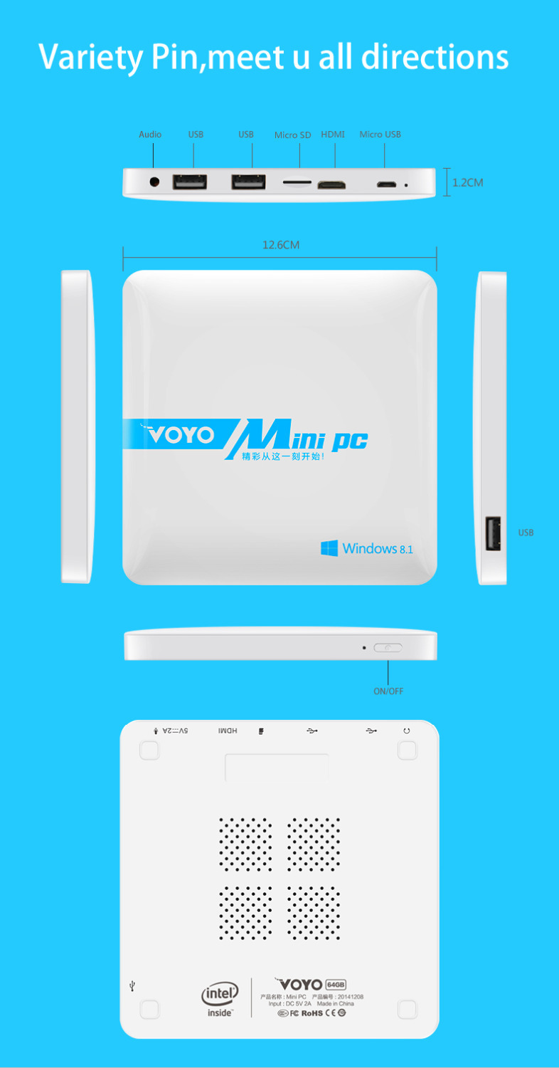 Voyo Mini  Windows 8.1 Intel Z3735   Mini   Mini   2  RAM 32  ROM