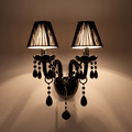 Factory direct sell Black Crystal Wall Lamp Candle Led E14 Bulbs Black with without Fabric Lampshade