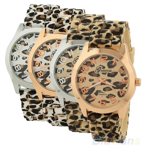 Sale Casual Sexy Women Girls Ladies Geneva Leopard Jelly Silicone Quartz Wrist Watch Watches For Christmas
