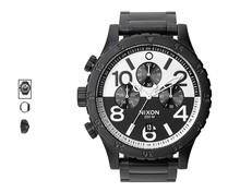 Nixo de hombre 48-20 negro blanco del reloj de lujo acero inoxidable 3 enlace venda de la pulsera w / micro ajuste japonés movimiento de cuarzo