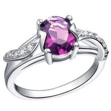 Women s Wedding Engagement Rings Red Ruby Blue Crystal Purple Amethyst Micro Pave CZ Diamond Vintage