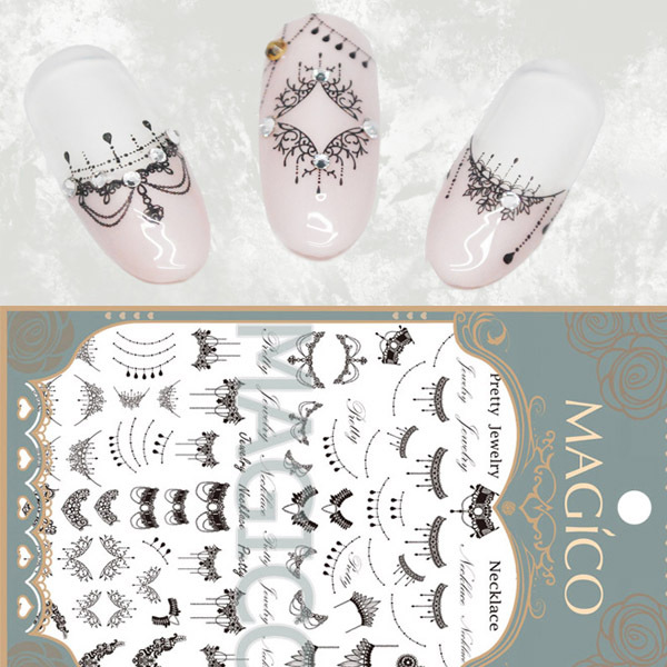 Lace Necklace 3D Nail Art Stickers Black Lace Full Nail Stickers Nail
