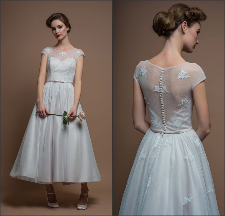 designer tea length wedding dresses gowns