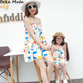 Matching Mother Daughter Clothes 2016 Summer Printed Mother Daughter Dresses Beach Family Clothing Outfits Kids Girl