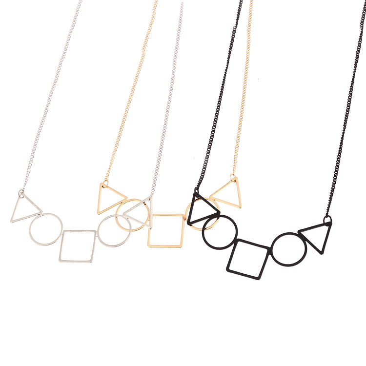 Brand New Fashion Jewelry Necklace Popular Matte Black Gold Silver Alloy Geometric Triangle Pendant Necklace for