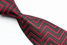 ST007 Fashion Jacquard Woven Silk Smooth Tie Gravata Black Red Stripes Neckties For Man Casual Business