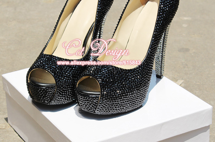 Color Customized Black And White Diamond Party Evening Shoes Sexy ...