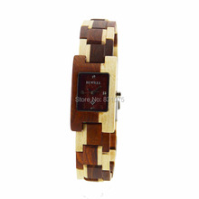 2014 ventas calientes de madera retro wrap pulseras reloj! estilo Vintage de la onda del abrigo de madera pulseras reloj para las damas