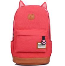 Campus Girl Women Cartoon Cat Ear Shoulder Bag Backpack Schoolbag Men Canvas Backpacks Travel Hiking Bags