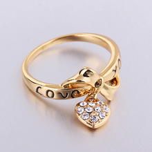 Hot Sale New Arrival 18K Gold Platinum Plated Cubic Zirconia heart wedding Ring wholesale E shine