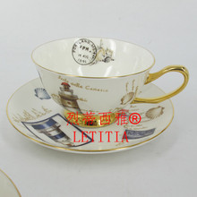 coffee tea sets Bone China material with Prague postmark European style drinkware 15pcs Coffee cup and
