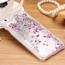 New 8 Colors Fun Glitter Star Liquid Back Case cover for iphone 6Plus 6SPlus transparent clear Cover Gifts Mobile Phone Housing