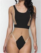 Sexy White Nude Lace Thong One Piece Swimsuit 2015 Swimwear Women High Waist Bathing Suit Bandage
