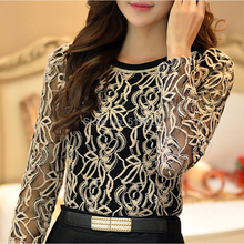2014 new hot sale brand autumn spring new women’s casual and fashion shirt lace tops cute elegant long sleeves blouses 82171