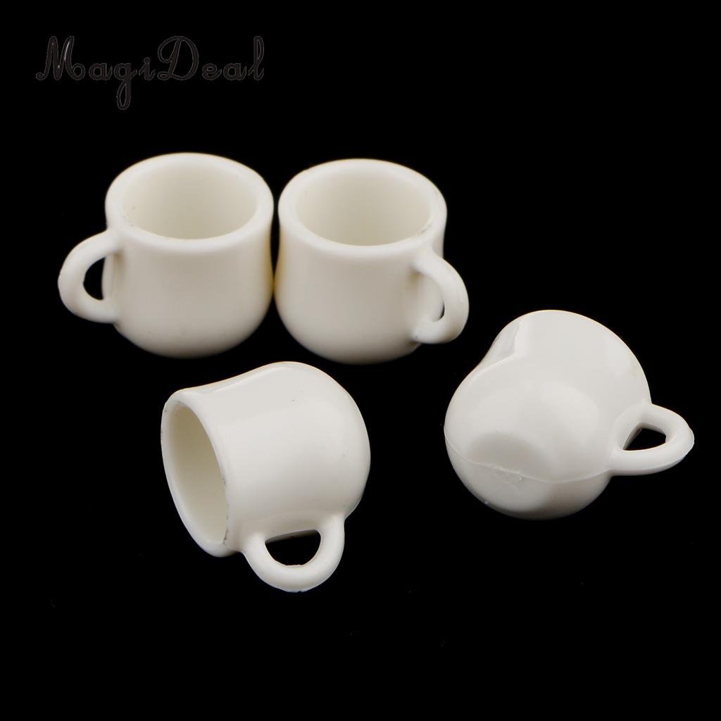 1:12 Scale 4 Mix Colour Tapered Coffee Mugs Dolls House Ceramic Accessory Set G 