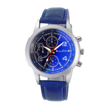 Splendid Luxury Fashion Faux Leather Men Blue Ray Glass Quartz Analog Watches Casua Cool Watch Sinobi