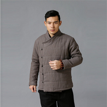 Chinoiserie Winter Men Padded Jacekt top quality pure linen cotton-padded Coat Warm Parka Jacket 3 Colors Plus Size Jacket