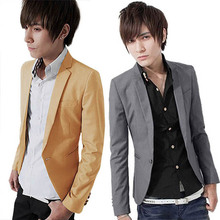 Mens Korea Stunning Slim fit Jacket Blazer Outerwear one Button Coat Suits Tops L4