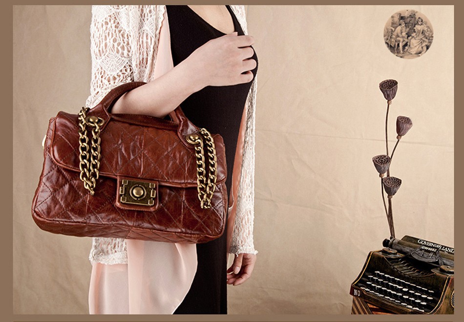 Cobbler Legend Vintage Oil Wax Genuine Leather Women's Messenger Bag